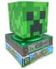 CurePink Digitální stolní svítící budík Minecraft: 3D Creeper (13 x 22 x 13 cm)