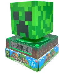 CurePink Digitální stolní svítící budík Minecraft: 3D Creeper (13 x 22 x 13 cm)