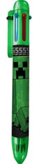 CurePink Plastová vícebarevná propiska Minecraft: Creeper 6 barev (3 x 17 x 3 cm)