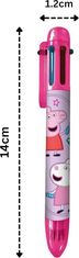 CurePink Plastová vícebarevná propiska Peppa Pig|Prasátko Peppa: Veselé postavy 6 barev (1,2 x 14 x 1,2 cm)