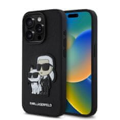 Karl Lagerfeld Zadní kryt PU Saffiano Karl and Choupette pro iPhone 15 Pro Black