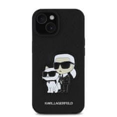 Karl Lagerfeld Zadní kryt PU Saffiano Karl and Choupette pro iPhone 15 Black