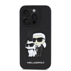 Karl Lagerfeld Zadní kryt PU Saffiano Karl and Choupette pro iPhone 15 Pro Black