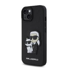 Karl Lagerfeld Zadní kryt PU Saffiano Karl and Choupette pro iPhone 15 Black