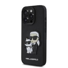 Karl Lagerfeld Zadní kryt PU Saffiano Karl and Choupette pro iPhone 15 Pro Black