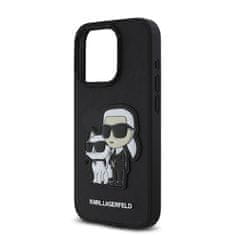 Karl Lagerfeld Zadní kryt PU Saffiano Karl and Choupette pro iPhone 15 Pro Black