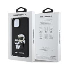 Karl Lagerfeld Zadní kryt PU Saffiano Karl and Choupette pro iPhone 15 Black