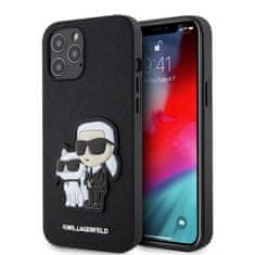 Karl Lagerfeld Zadní kryt PU Saffiano Karl and Choupette pro iPhone 12-12 Pro Black