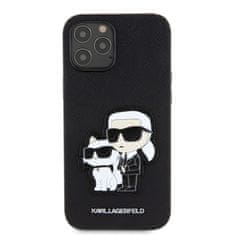 Karl Lagerfeld Zadní kryt PU Saffiano Karl and Choupette pro iPhone 12-12 Pro Black