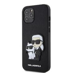 Karl Lagerfeld Zadní kryt PU Saffiano Karl and Choupette pro iPhone 12-12 Pro Black