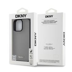 DKNY Zadní kryt PU Leather Silver Metal Logo Magsafe pro iPhone 16 Pro Grey