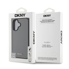 DKNY Zadní kryt PU Leather Silver Metal Logo Magsafe pro iPhone 16 Grey