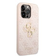 Guess  PU 4G Metal Logo Zadní Kryt pro iPhone 15 Pro Max Pink