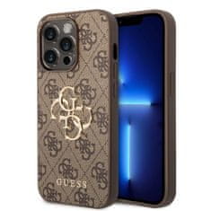 Guess  PU 4G Metal Logo Zadní Kryt pro iPhone 15 Pro Brown