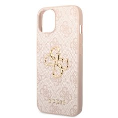 Guess  PU 4G Metal Logo Zadní Kryt pro iPhone 15 Pink