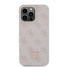 Guess  PU 4G Strass Triangle Metal Logo Zadní Kryt pro iPhone 15 Pro Max Pink