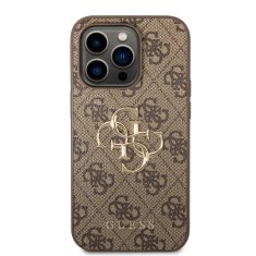 Guess  PU 4G Metal Logo Zadní Kryt pro iPhone 15 Pro Brown