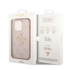 Guess  PU 4G Metal Logo Zadní Kryt pro iPhone 14 Pro Pink