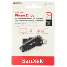 SanDisk Phone Drive USB-C/USB-A 64 GB 3.2 Gen 1, 100 MB/s, černá