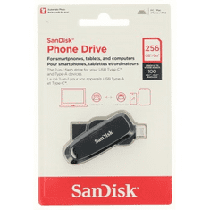 SanDisk Phone Drive USB-C/USB-A 256 GB 3.2 Gen 1, 100 MB/s, černá