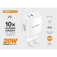 Aligator Nabíječka do sítě Power Delivery 20W, USB-C - bílá