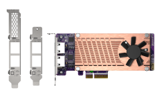 Qnap QM2 series, 2 x PCIe 2280 M.2 SSD slots, PCIe Gen3 x 4, 2 x Intel I225LM 2.5GbE NBASE-T port