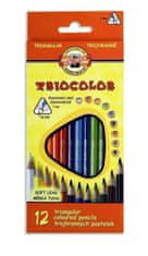 Koh-i-Noor Trojhranné pastelky tenké Triocolor 12 ks