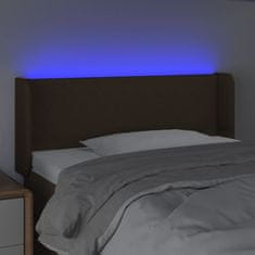 Vidaxl Čelo postele s LED tmavě hnědé 93 x 16 x 78/88 cm textil