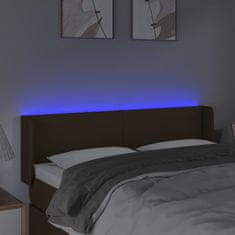 Vidaxl Čelo postele s LED tmavě hnědé 147 x 16 x 78/88 cm textil