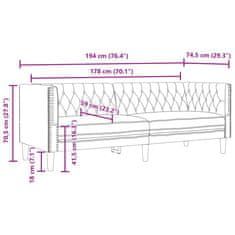 Vidaxl Pohovka Chesterfield 3místná krémová umělá kůže