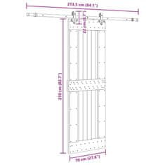 Vidaxl Posuvné dveře s kováním 70 x 210 cm masivní borové dřevo