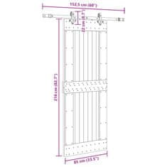 Vidaxl Posuvné dveře s kováním 85 x 210 cm masivní borové dřevo