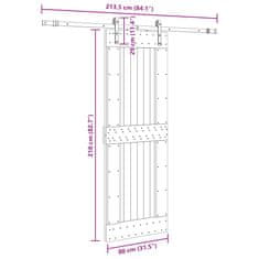 Vidaxl Posuvné dveře s kováním 80 x 210 cm masivní borové dřevo