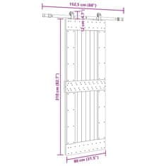 Vidaxl Posuvné dveře s kováním 80 x 210 cm masivní borové dřevo