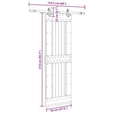 Vidaxl Posuvné dveře s kováním 70 x 210 cm masivní borové dřevo