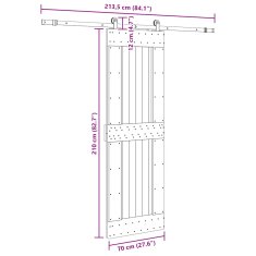 Vidaxl Posuvné dveře s kováním 70 x 210 cm masivní borové dřevo