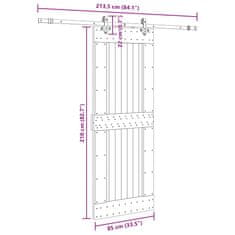 Vidaxl Posuvné dveře s kováním 85 x 210 cm masivní borové dřevo