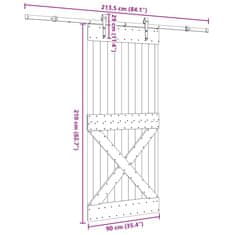 Vidaxl Posuvné dveře s kováním 90 x 210 cm masivní borové dřevo