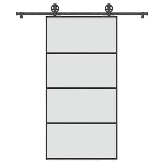 shumee vidaXL Posuvné dveře s kováním 102,5 x 205 cm ESG sklo a hliník