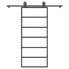 Vidaxl Posuvné dveře s kováním 90x205 cm ESG sklo a hliník