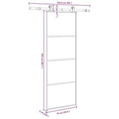 Vidaxl Posuvné dveře s kováním 76x205 cm ESG sklo a hliník