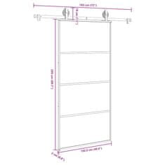 Vidaxl Posuvné dveře s kováním 102,5 x 205 cm ESG sklo a hliník