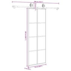 Vidaxl Posuvné dveře s kováním 76x205 cm ESG sklo a hliník