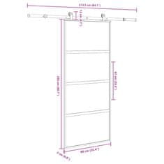 Vidaxl Posuvné dveře s kováním 90x205 cm tvrzeného sklo a hliník