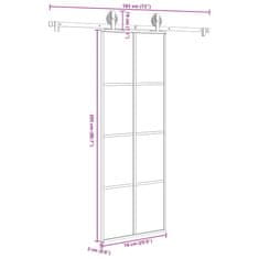 Vidaxl Posuvné dveře s kováním 76x205 cm ESG sklo a hliník