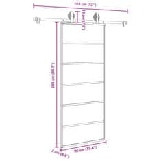 Vidaxl Posuvné dveře s kováním 90x205 cm ESG sklo a hliník