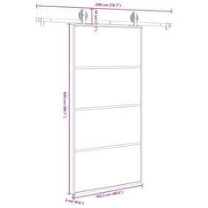 Vidaxl Posuvné dveře s kováním 102,5 x 205 cm ESG sklo a hliník