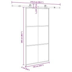 Vidaxl Posuvné dveře s kováním 102x205 cm ESG sklo a hliník