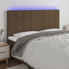 Vidaxl Čelo postele s LED tmavě hnědá 200x5x118/128 cm textil