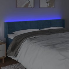 Vidaxl Čelo postele s LED tmavě modré 183 x 16 x 78/88 cm samet